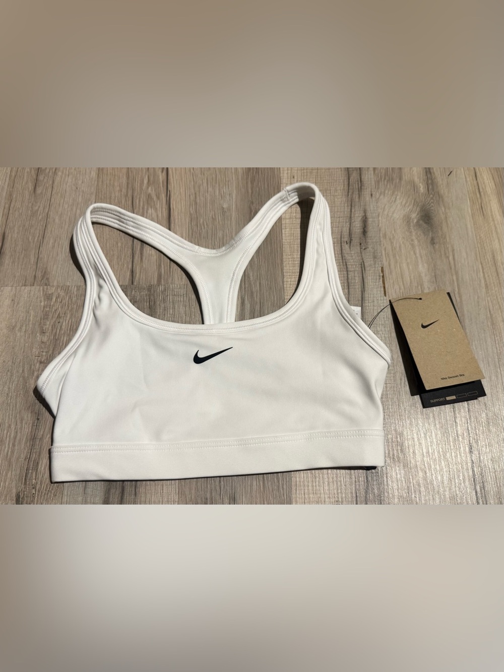 NWT Nike Swoosh Women's XS White Medium Support Lined Racerback Training Bra